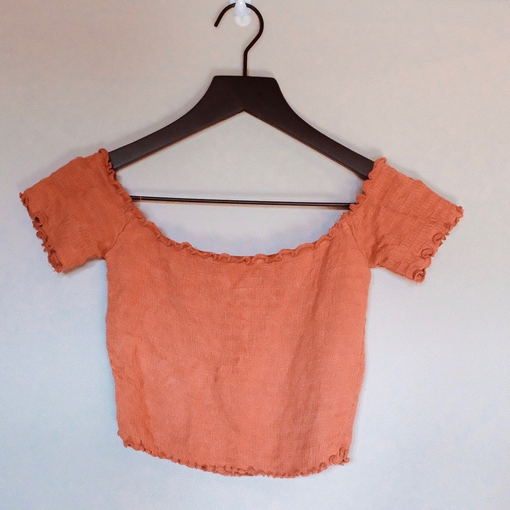 Smocked Crop Off-Shoulder Crop Top